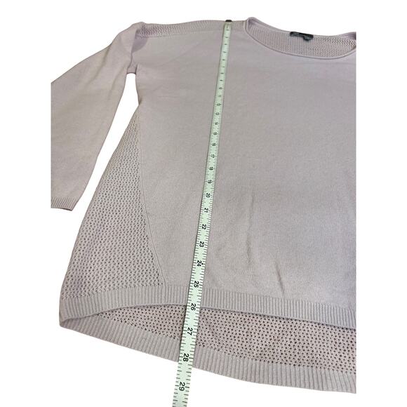 VINCE Purple 100% Cashmere Mesh Crew Neck Twee Luxe Pullover Sweater Women's XL - Picture 4 of 7